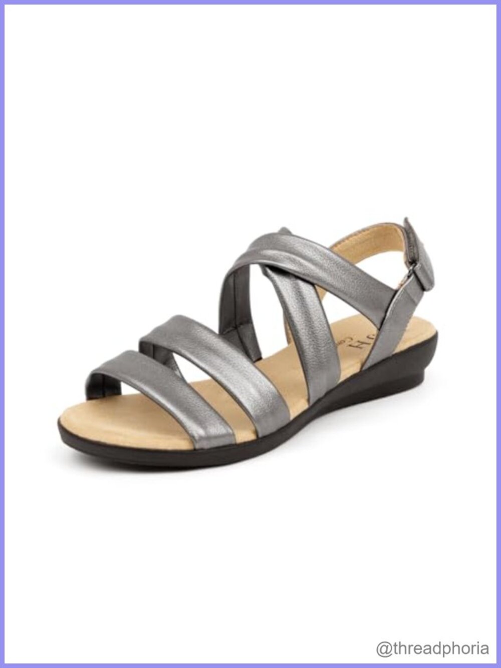 VJH confort Women's Faux Leather Slip-On Flat Sandals Slingback Comfort Walking